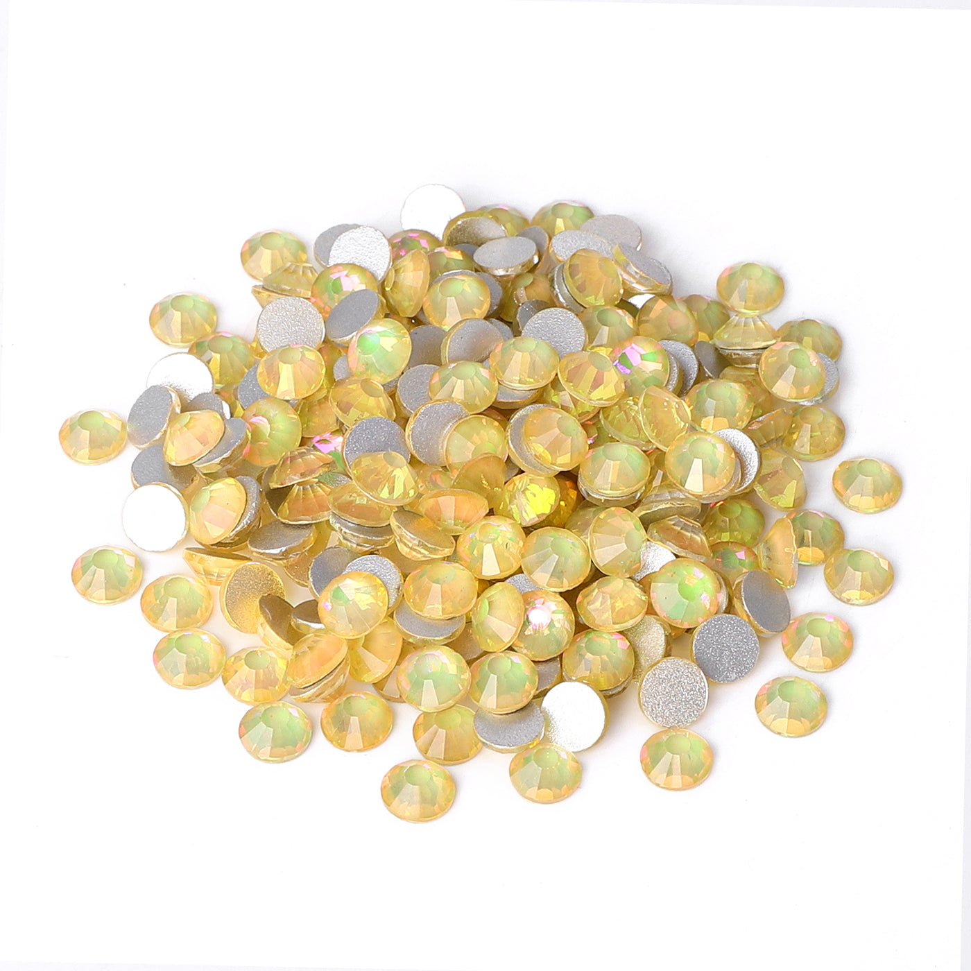 Flashing Desert Yellow Glass FlatBack Rhinestones Silver Back