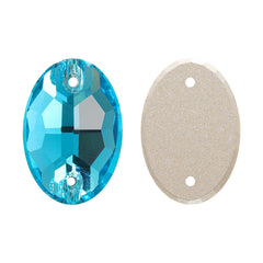 Aquamarine Oval Shape High Quality Glass Sew-on Rhinestones