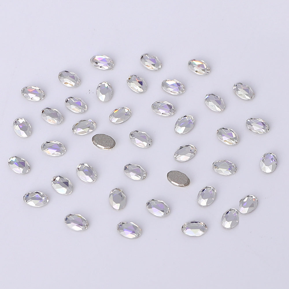 Oval Shape Multi Colors Small Size Glass Beveled Flat Back Fancy Rhinestones For Nail Art