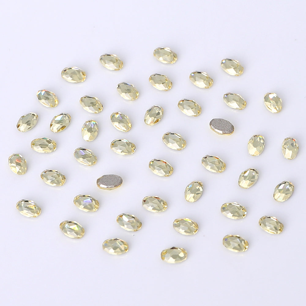 Oval Shape Multi Colors Small Size Glass Beveled Flat Back Fancy Rhinestones For Nail Art