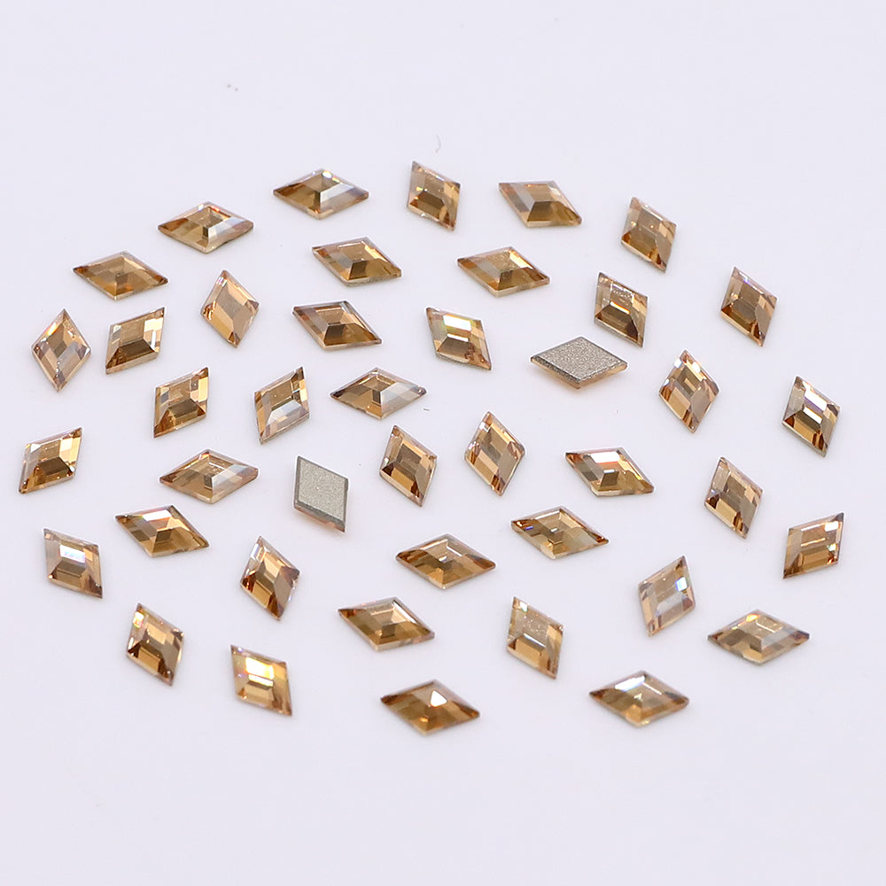 Rhombus Shape Multi Colors Small Size Glass Beveled Flat Back Fancy Rhinestones For Nail Art