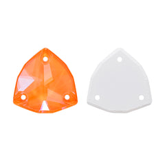 Electric Neon Orange Yellow Trilliant Shape High Quality Glass Sew-on Rhinestones