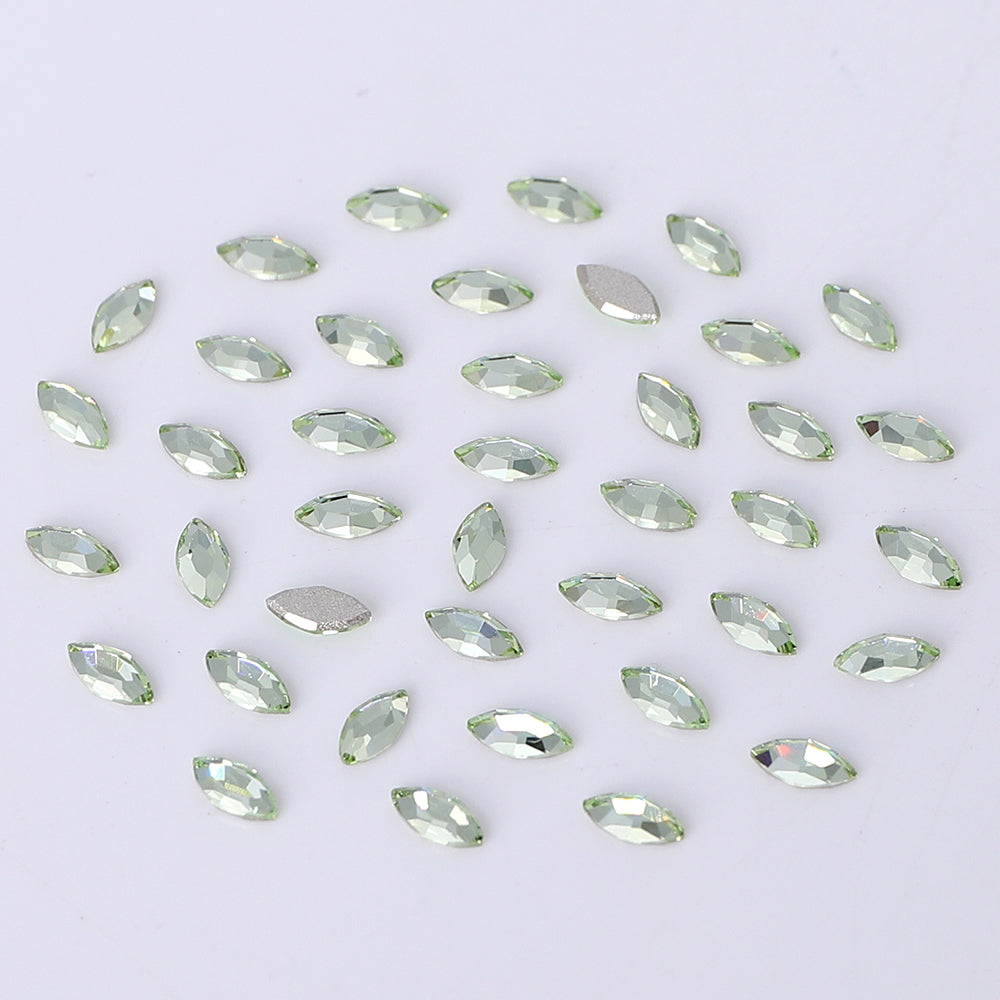 Navette Shape Multi Colors Small Size Glass Beveled Flat Back Fancy Rhinestones For Nail Art