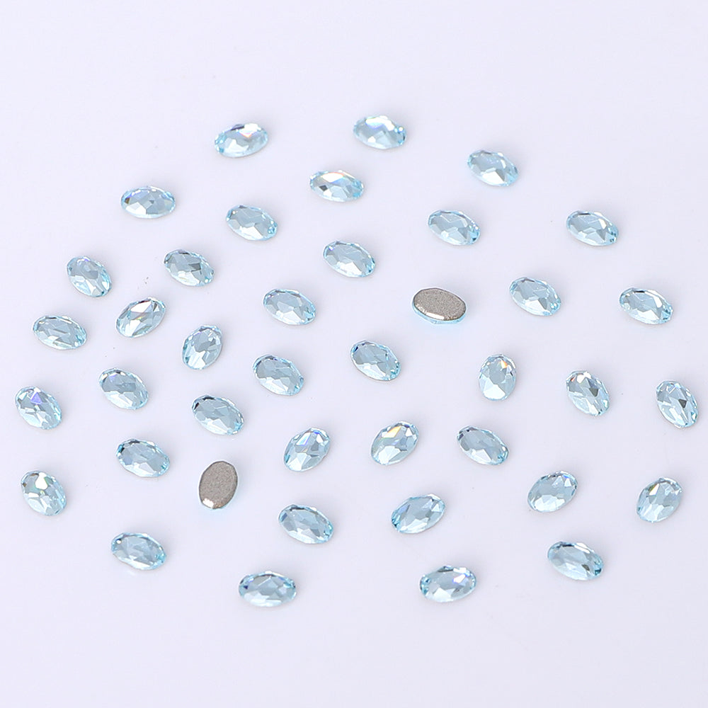 Oval Shape Multi Colors Small Size Glass Beveled Flat Back Fancy Rhinestones For Nail Art