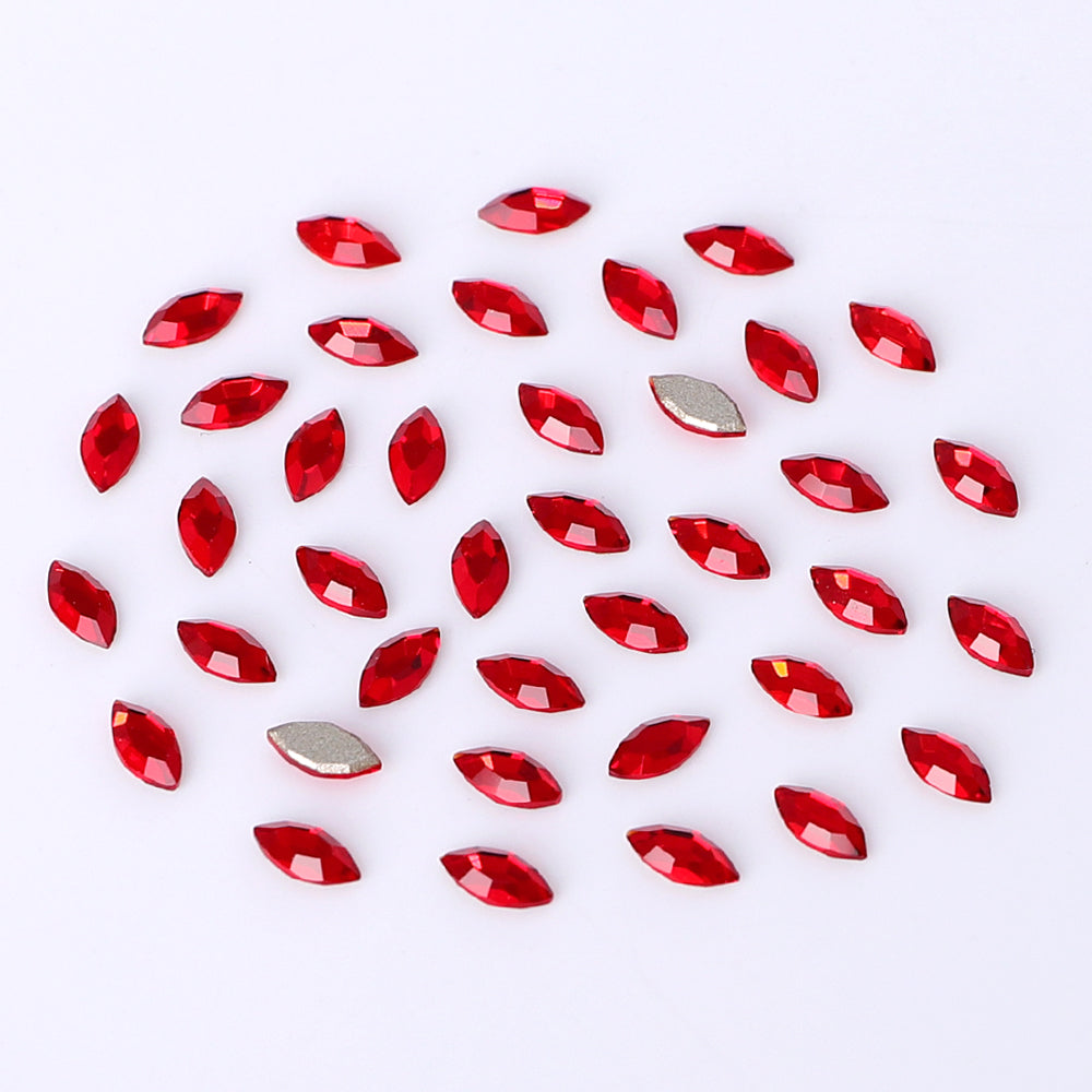 Navette Shape Multi Colors Small Size Glass Beveled Flat Back Fancy Rhinestones For Nail Art