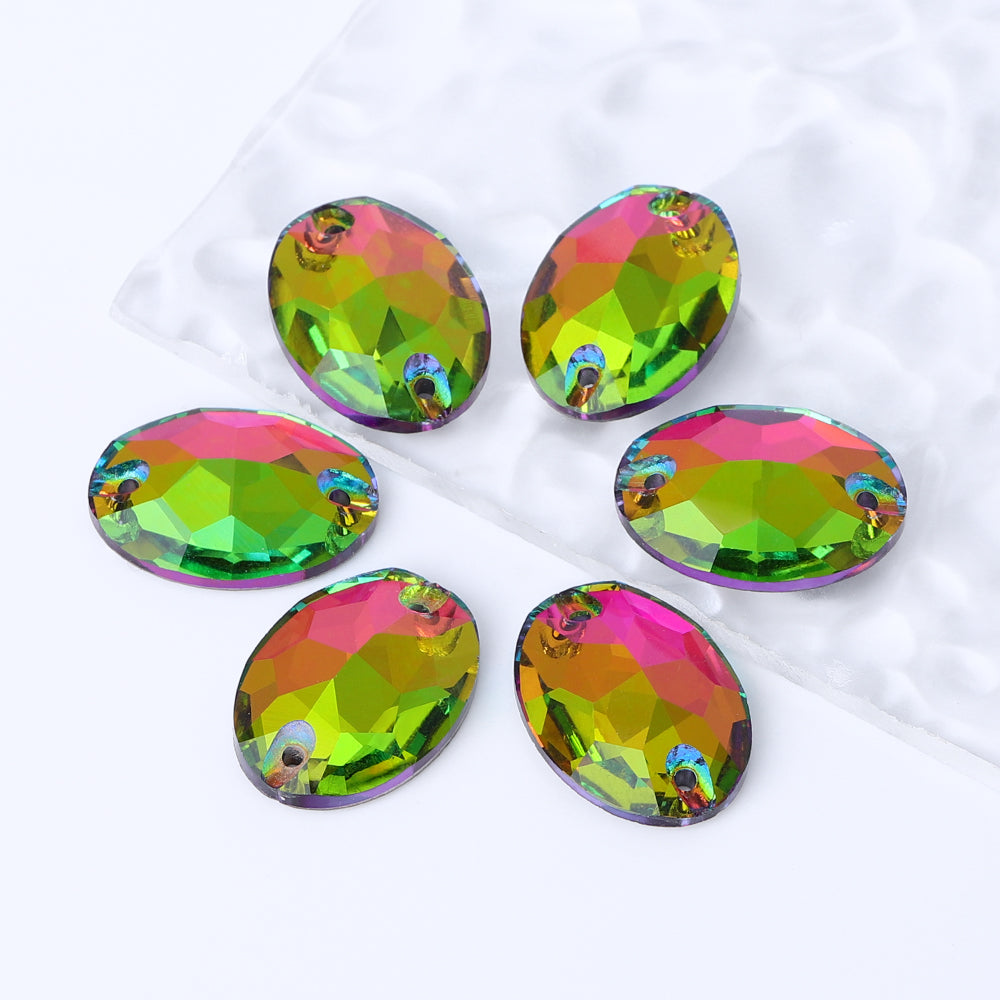 Vitrail Medium Oval Shape High Quality Glass Sew-on Rhinestones