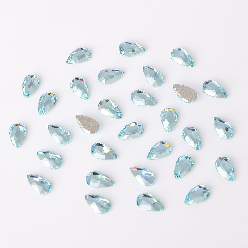 Raindrop Shape Multi Colors Small Size Glass Beveled Flat Back Fancy Rhinestones For Nail Art