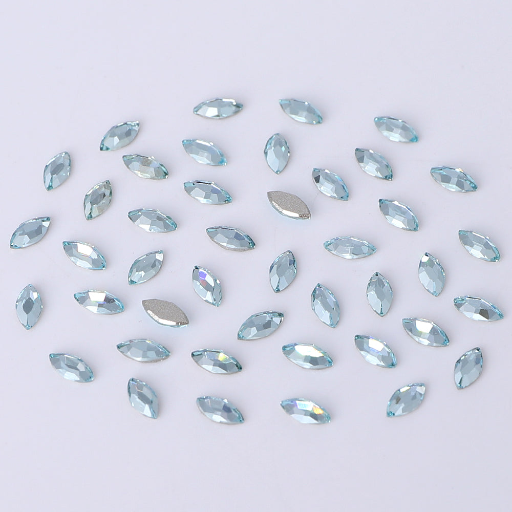 Navette Shape Multi Colors Small Size Glass Beveled Flat Back Fancy Rhinestones For Nail Art