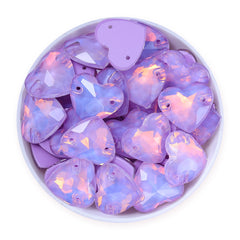 Lavender AM Heart Shape High Quality Glass Sew-on Rhinestones