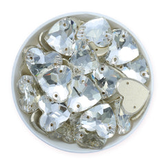 Silver Shade Heart Shape High Quality Glass Sew-on Rhinestones WholesaleRhinestone