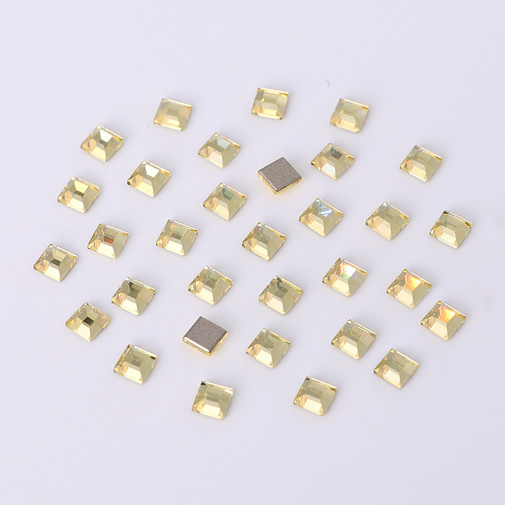 Square Shape Multi Colors Small Size Glass Beveled Flat Back Fancy Rhinestones For Nail Art