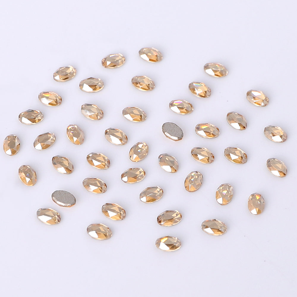 Oval Shape Multi Colors Small Size Glass Beveled Flat Back Fancy Rhinestones For Nail Art