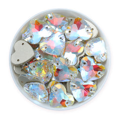 Light Crystal AB Heart Shape High Quality Glass Sew-on Rhinestones