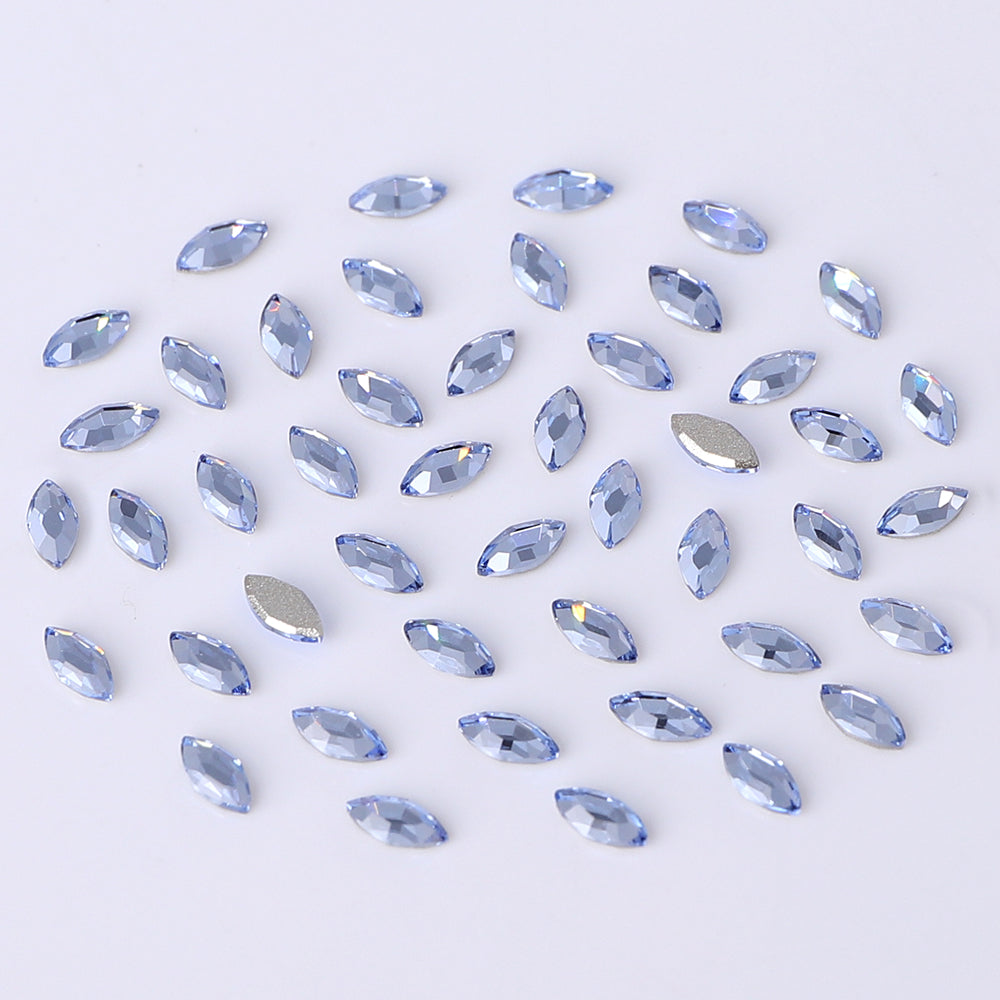 Navette Shape Multi Colors Small Size Glass Beveled Flat Back Fancy Rhinestones For Nail Art