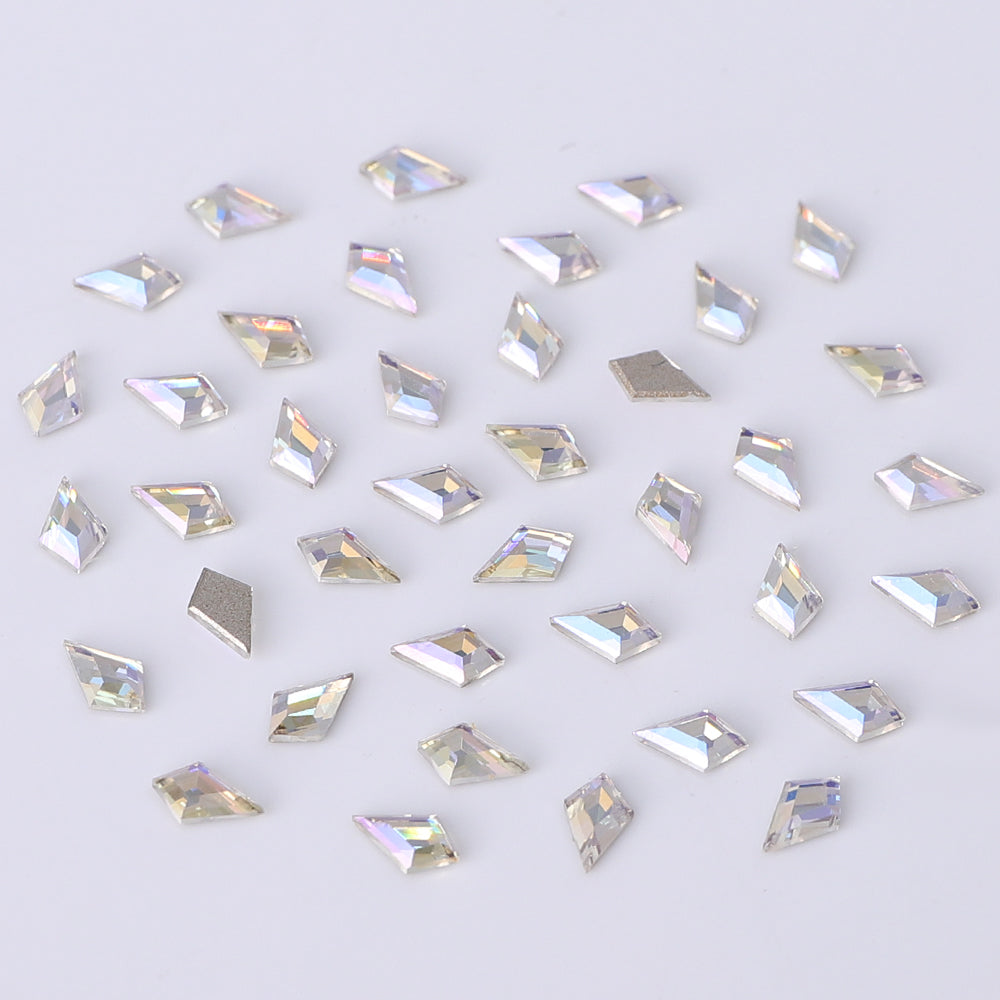 Arrow Shape Multi Colors Small Size Glass Beveled Flat Back Fancy Rhinestones For Nail Art