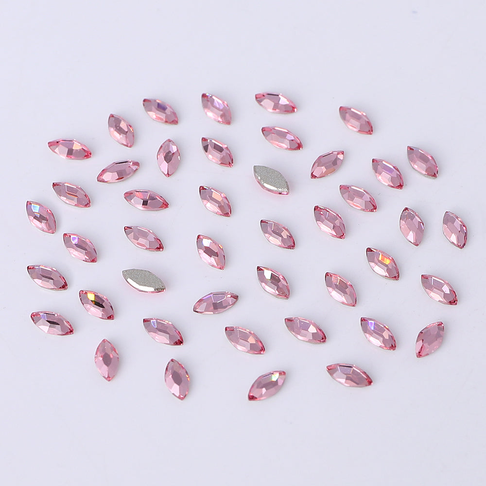 Navette Shape Multi Colors Small Size Glass Beveled Flat Back Fancy Rhinestones For Nail Art