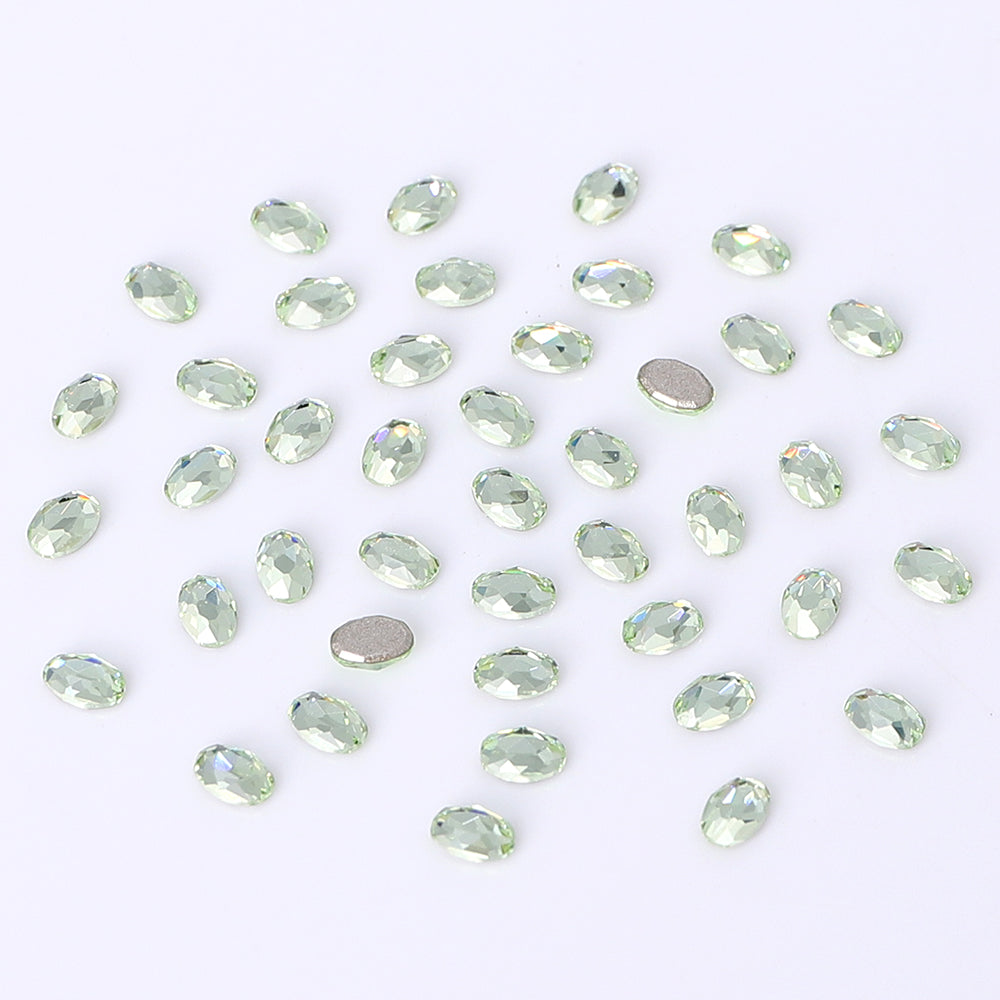 Oval Shape Multi Colors Small Size Glass Beveled Flat Back Fancy Rhinestones For Nail Art