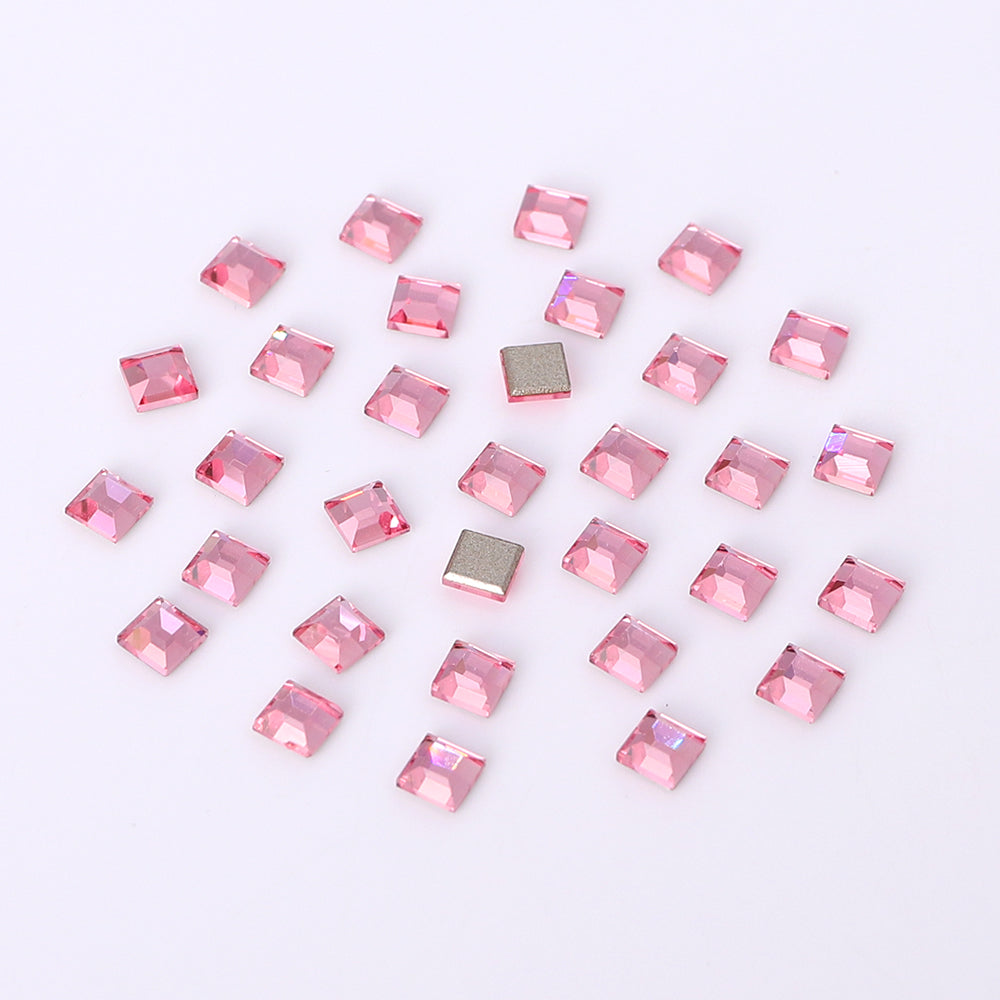 Square Shape Multi Colors Small Size Glass Beveled Flat Back Fancy Rhinestones For Nail Art