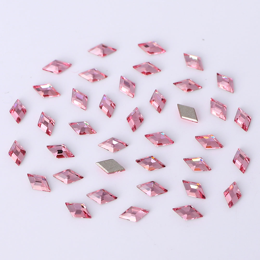 Rhombus Shape Multi Colors Small Size Glass Beveled Flat Back Fancy Rhinestones For Nail Art