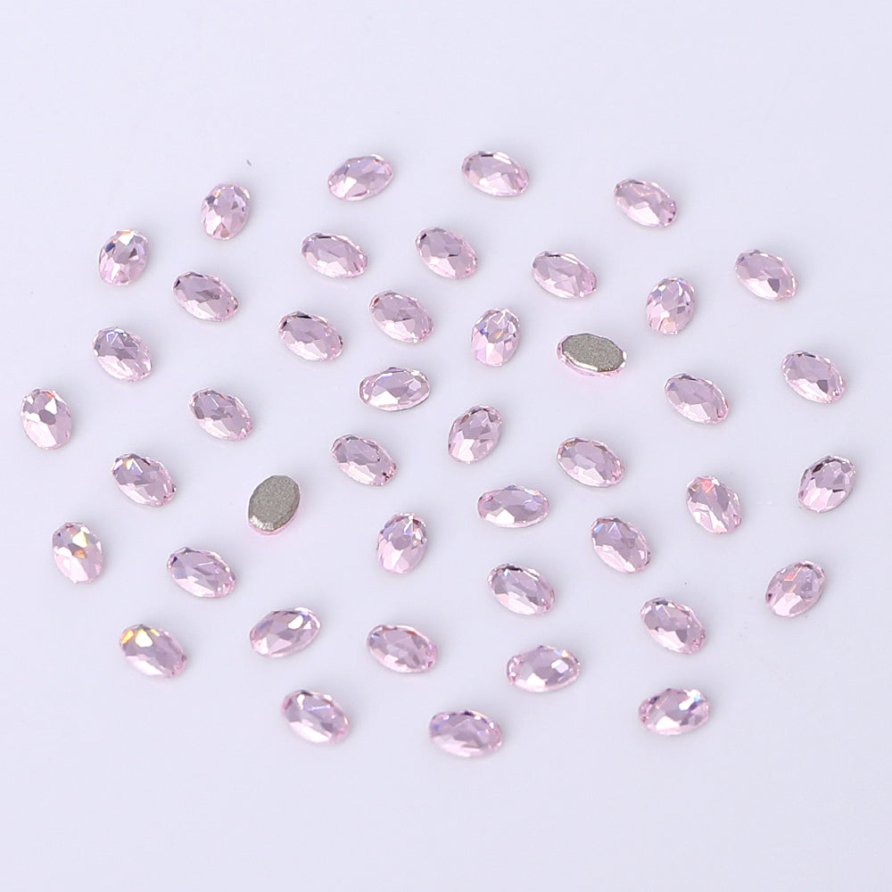 Oval Shape Multi Colors Small Size Glass Beveled Flat Back Fancy Rhinestones For Nail Art