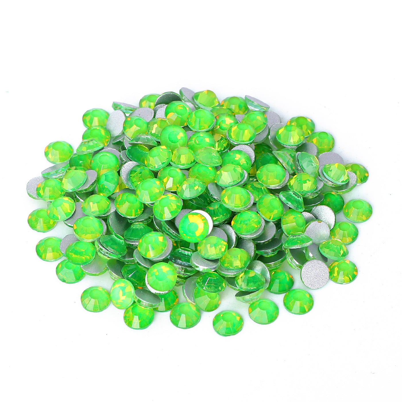 Flashing Brilliant Green Glass FlatBack Rhinestones Silver Back WholesaleRhinestone