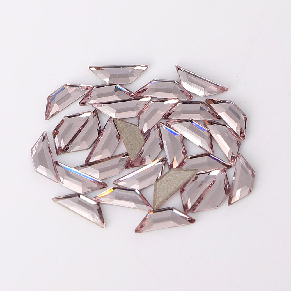 Trapeze Shape Multi Colors Small Size Glass Beveled Flat Back Fancy Rhinestones For Nail Art