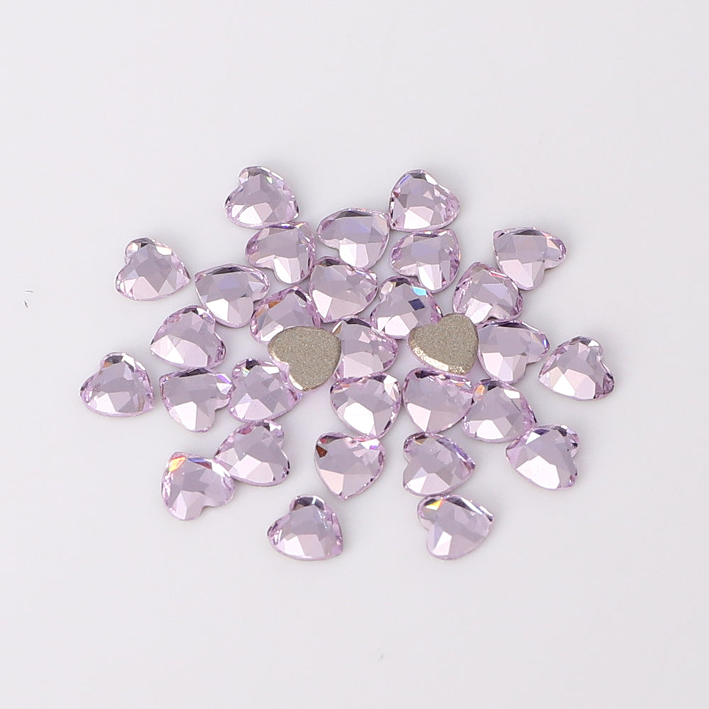 Heart Shape Multi Colors Small Size Glass Beveled Flat Back Fancy Rhinestones For Nail Art