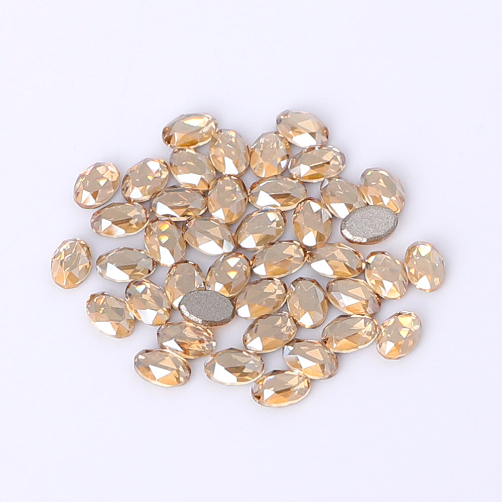 Oval Shape Multi Colors Small Size Glass Beveled Flat Back Fancy Rhinestones For Nail Art