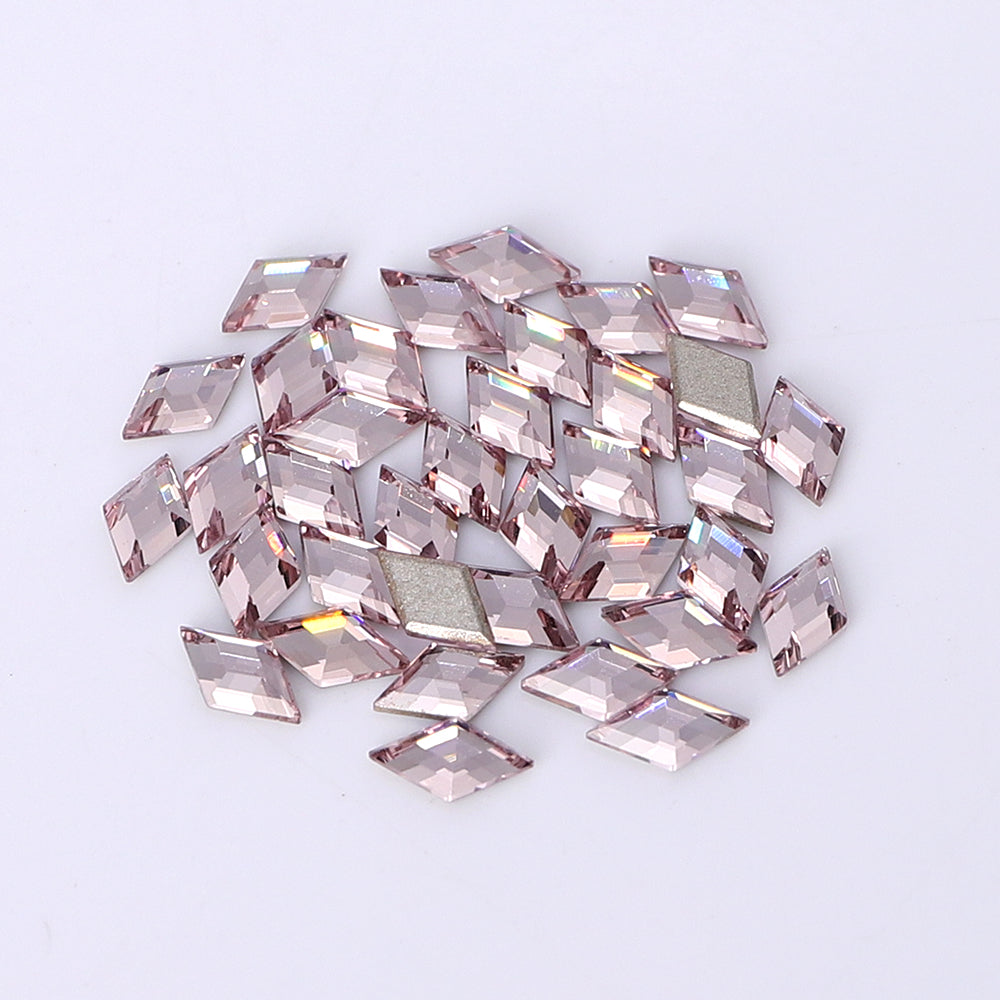 Rhombus Shape Multi Colors Small Size Glass Beveled Flat Back Fancy Rhinestones For Nail Art