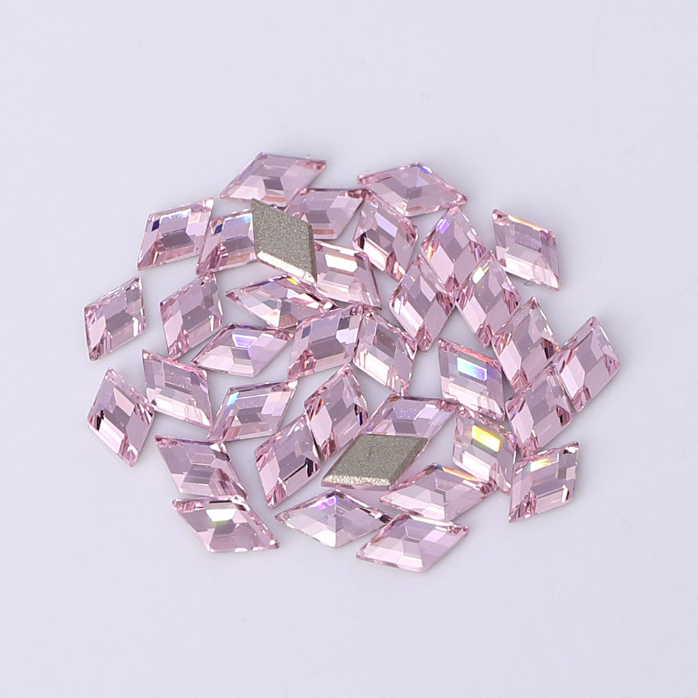 Rhombus Shape Multi Colors Small Size Glass Beveled Flat Back Fancy Rhinestones For Nail Art