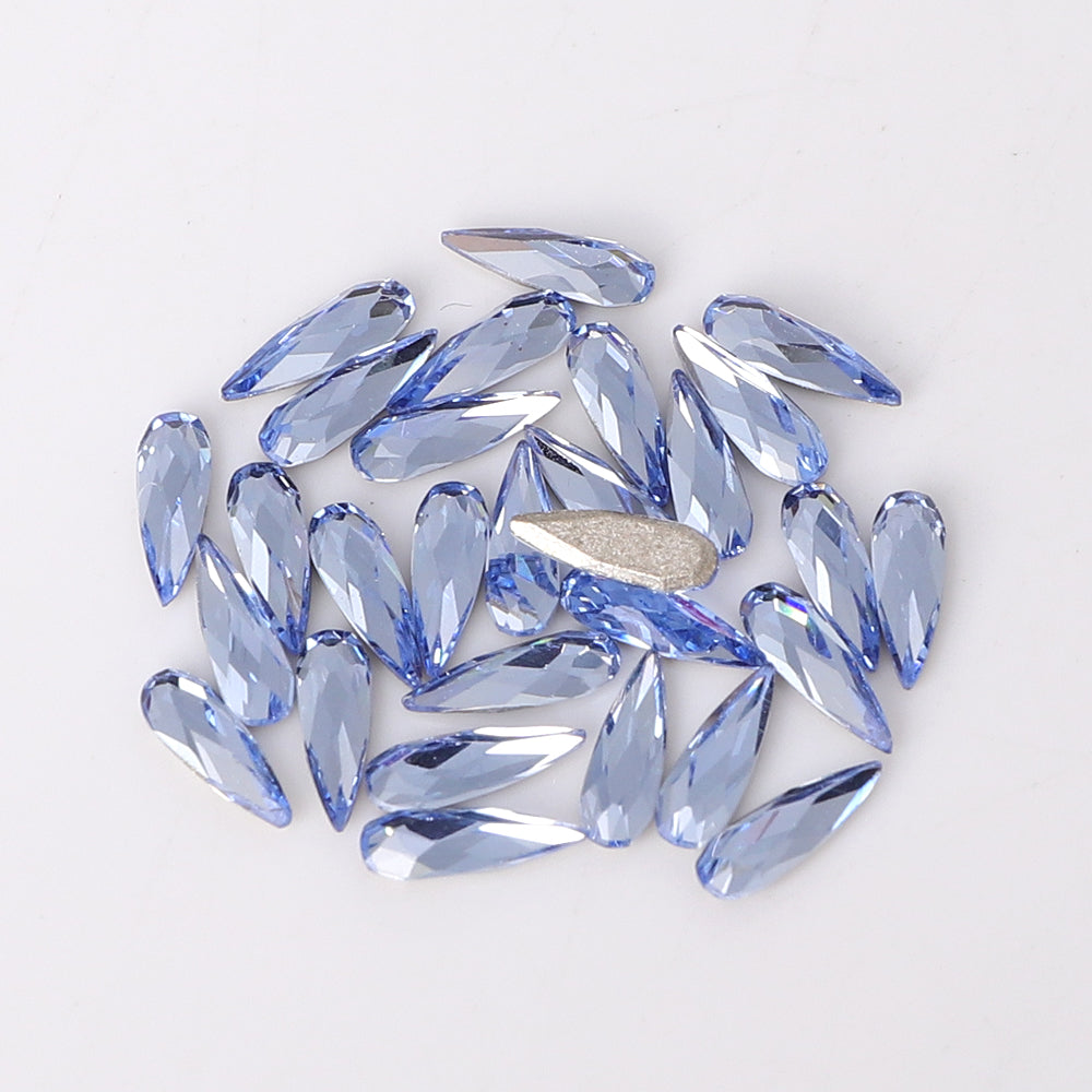 Raindrop Shape Multi Colors Small Size Glass Beveled Flat Back Fancy Rhinestones For Nail Art