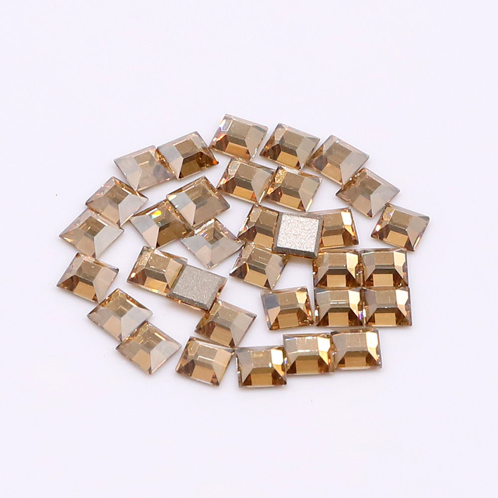 Square Shape Multi Colors Small Size Glass Beveled Flat Back Fancy Rhinestones For Nail Art