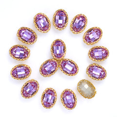 Violet Oval Shape High-Quality Glass Sew-on Nest Hollow Claw Rhinestones