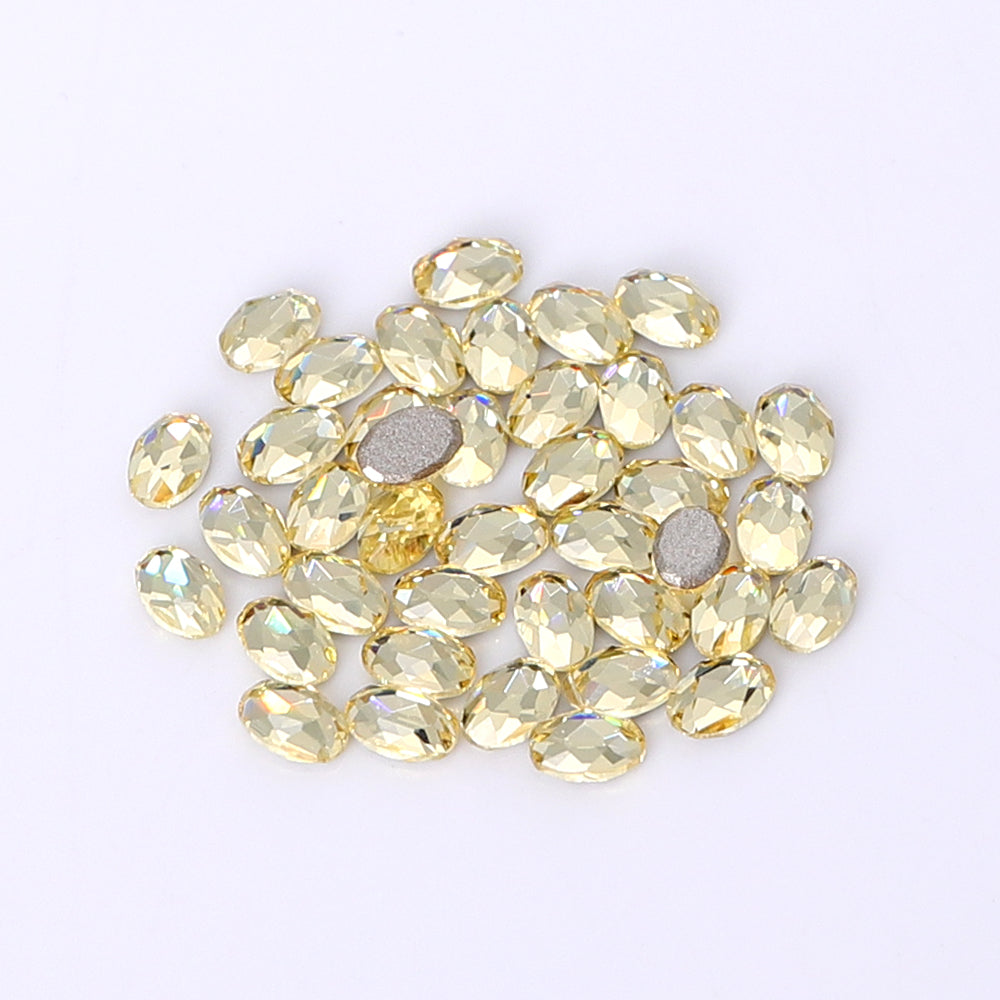 Oval Shape Multi Colors Small Size Glass Beveled Flat Back Fancy Rhinestones For Nail Art