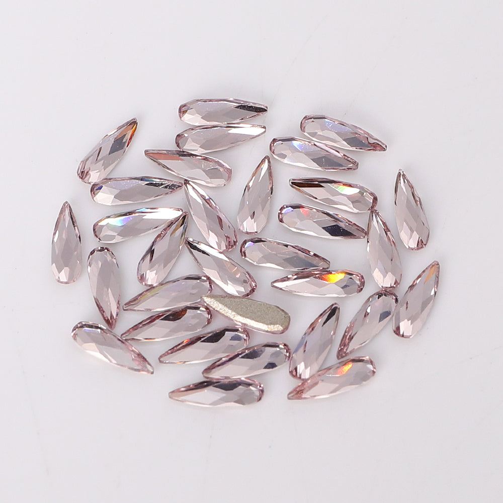 Raindrop Shape Multi Colors Small Size Glass Beveled Flat Back Fancy Rhinestones For Nail Art