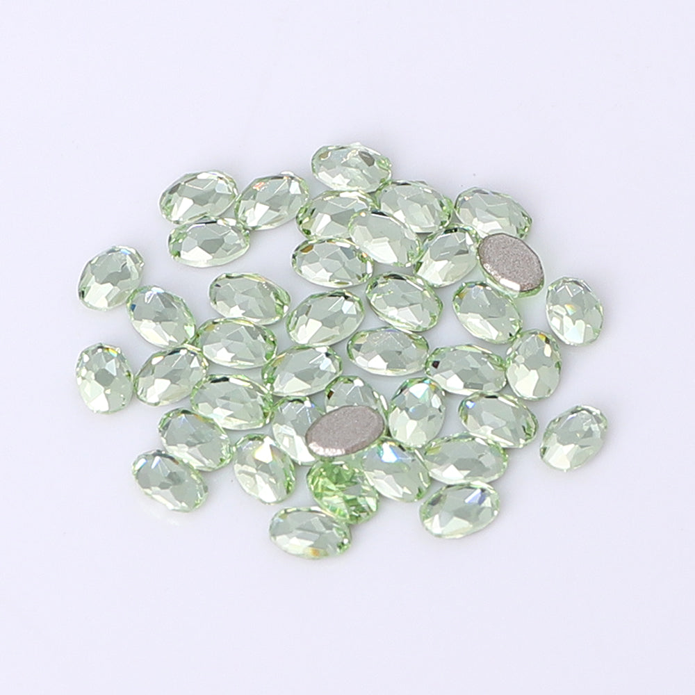 Oval Shape Multi Colors Small Size Glass Beveled Flat Back Fancy Rhinestones For Nail Art