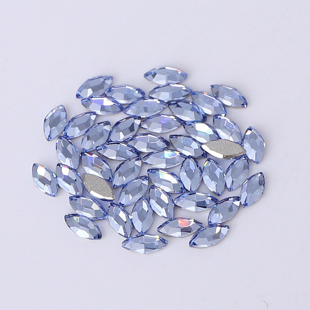 Navette Shape Multi Colors Small Size Glass Beveled Flat Back Fancy Rhinestones For Nail Art