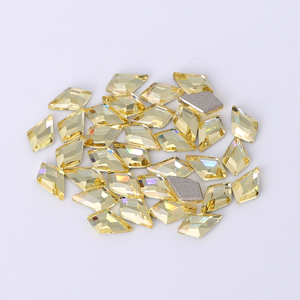 Arrow Shape Multi Colors Small Size Glass Beveled Flat Back Fancy Rhinestones For Nail Art