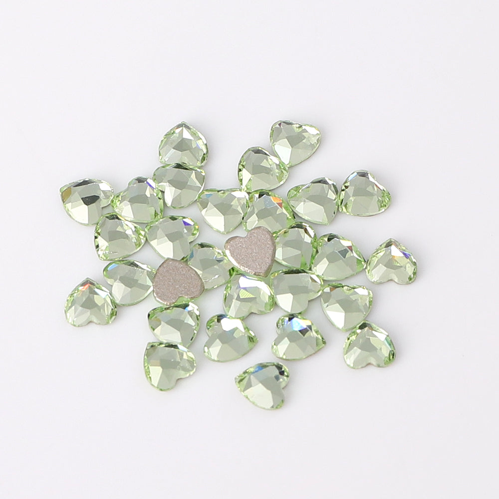 Heart Shape Multi Colors Small Size Glass Beveled Flat Back Fancy Rhinestones For Nail Art