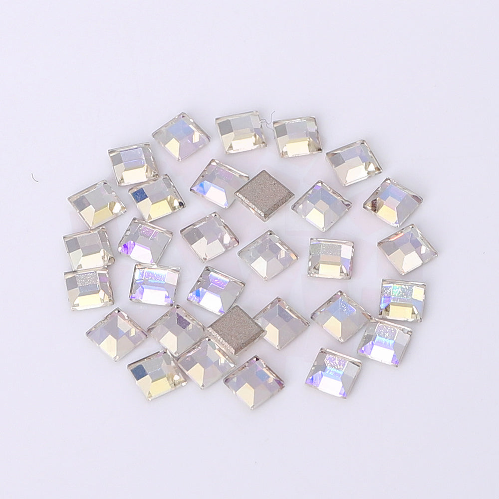 Square Shape Multi Colors Small Size Glass Beveled Flat Back Fancy Rhinestones For Nail Art