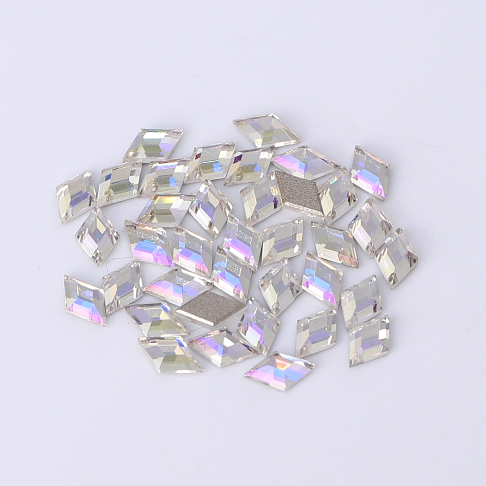 Rhombus Shape Multi Colors Small Size Glass Beveled Flat Back Fancy Rhinestones For Nail Art