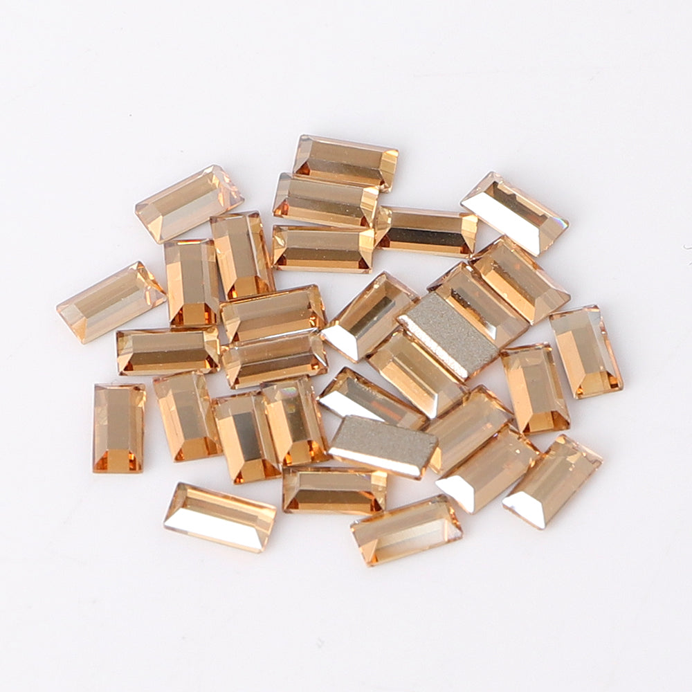 Rectangle Shape Multi Colors Small Size Glass Beveled Flat Back Fancy Rhinestones For Nail Art