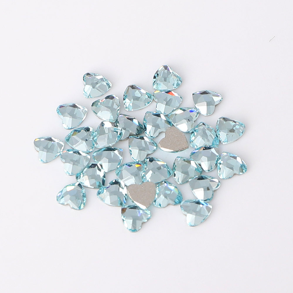 Heart Shape Multi Colors Small Size Glass Beveled Flat Back Fancy Rhinestones For Nail Art