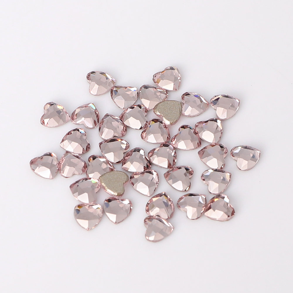 Heart Shape Multi Colors Small Size Glass Beveled Flat Back Fancy Rhinestones For Nail Art