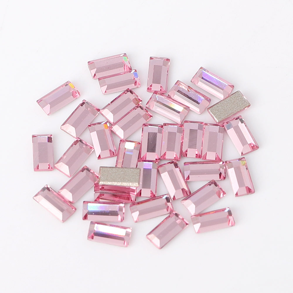 Rectangle Shape Multi Colors Small Size Glass Beveled Flat Back Fancy Rhinestones For Nail Art