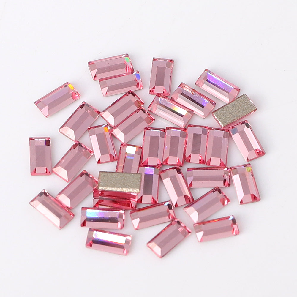 Rectangle Shape Multi Colors Small Size Glass Beveled Flat Back Fancy Rhinestones For Nail Art