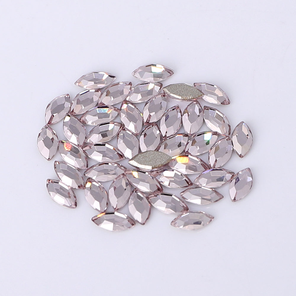 Navette Shape Multi Colors Small Size Glass Beveled Flat Back Fancy Rhinestones For Nail Art