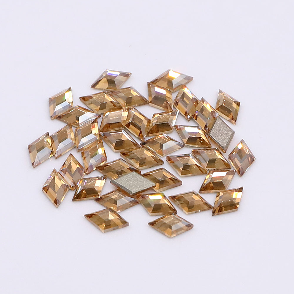 Rhombus Shape Multi Colors Small Size Glass Beveled Flat Back Fancy Rhinestones For Nail Art