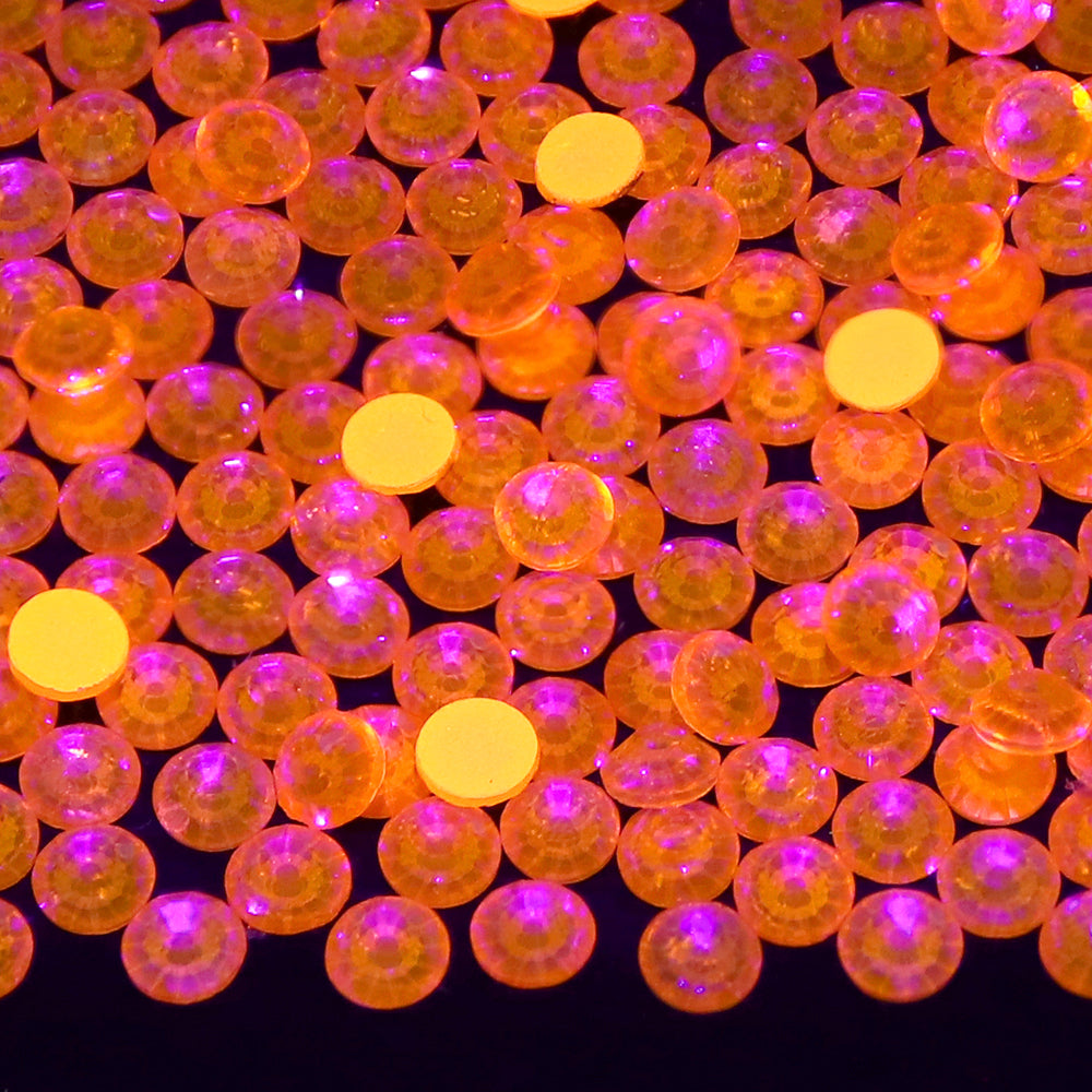 Neon Coral Orange AB Glass FlatBack Neon Rhinestones