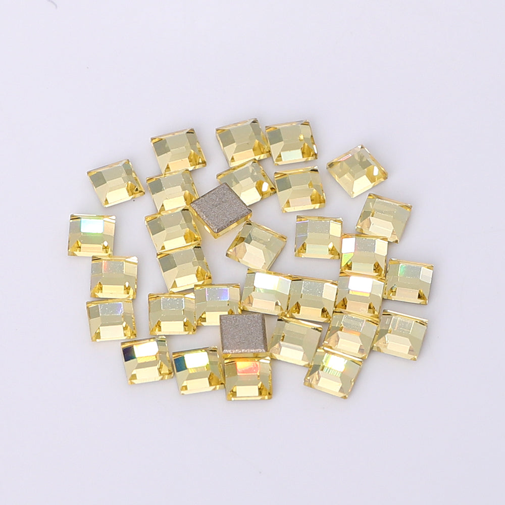 Square Shape Multi Colors Small Size Glass Beveled Flat Back Fancy Rhinestones For Nail Art